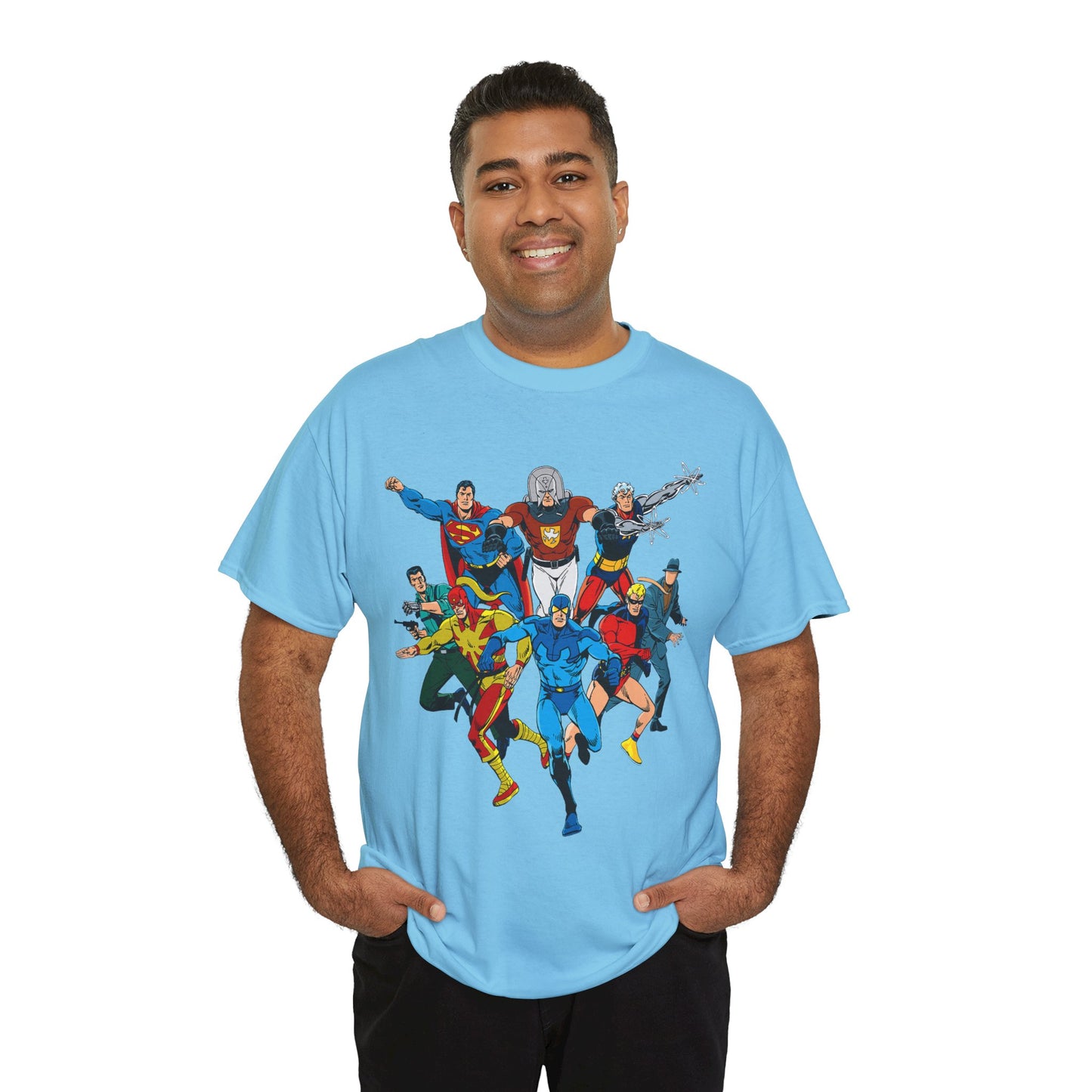 Charlton Characters T-Shirt - DC Comics - Captain Atom, Peacemaker, The Question, Blue Beetle, Judomaster
