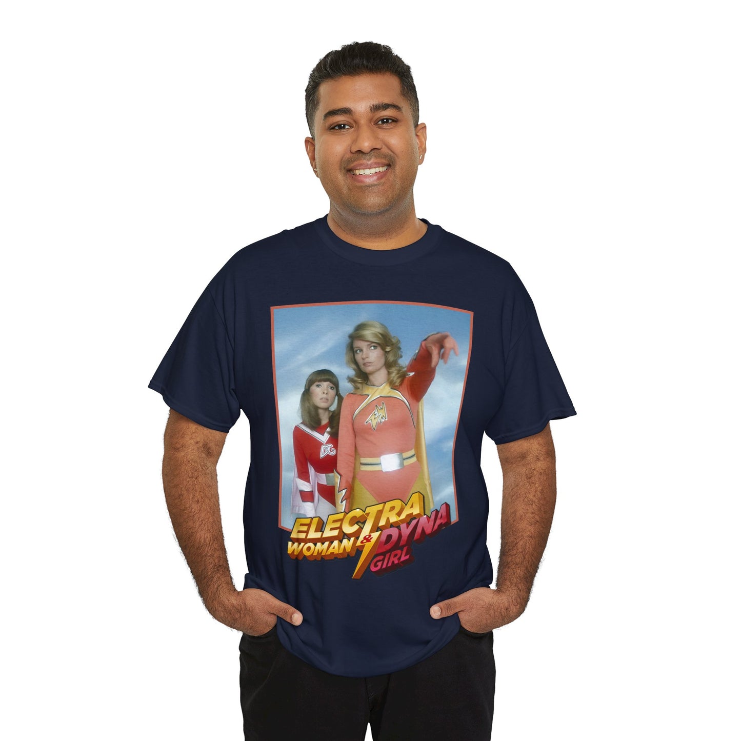 Electra Woman & Dyna Girl T-Shirt - Popular Krofft Supershow Characters from the 1970s - Deidre Hall & Judy Strangis