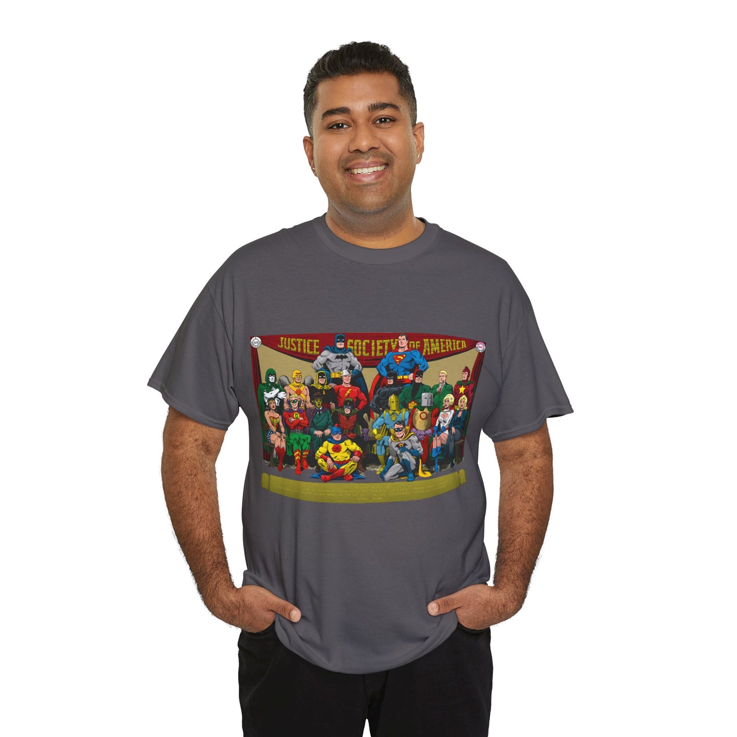JSA T-Shirt - Sandman, Starman, Atom, Dr Fate, Mr Terrific, Flash, Green Lantern - DC Comics - Justice Society of America - Golden Age