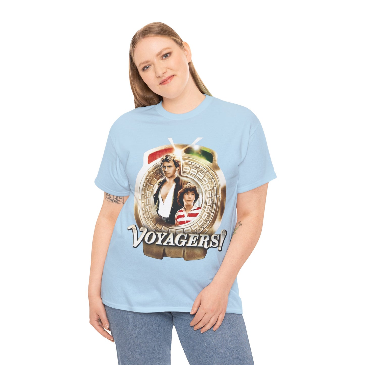 Voyagers T-Shirt - Jon-Erik Hexum, Meeno Peluce - Omni - Popular 1980s Time Travel TV Show - Cult Classic