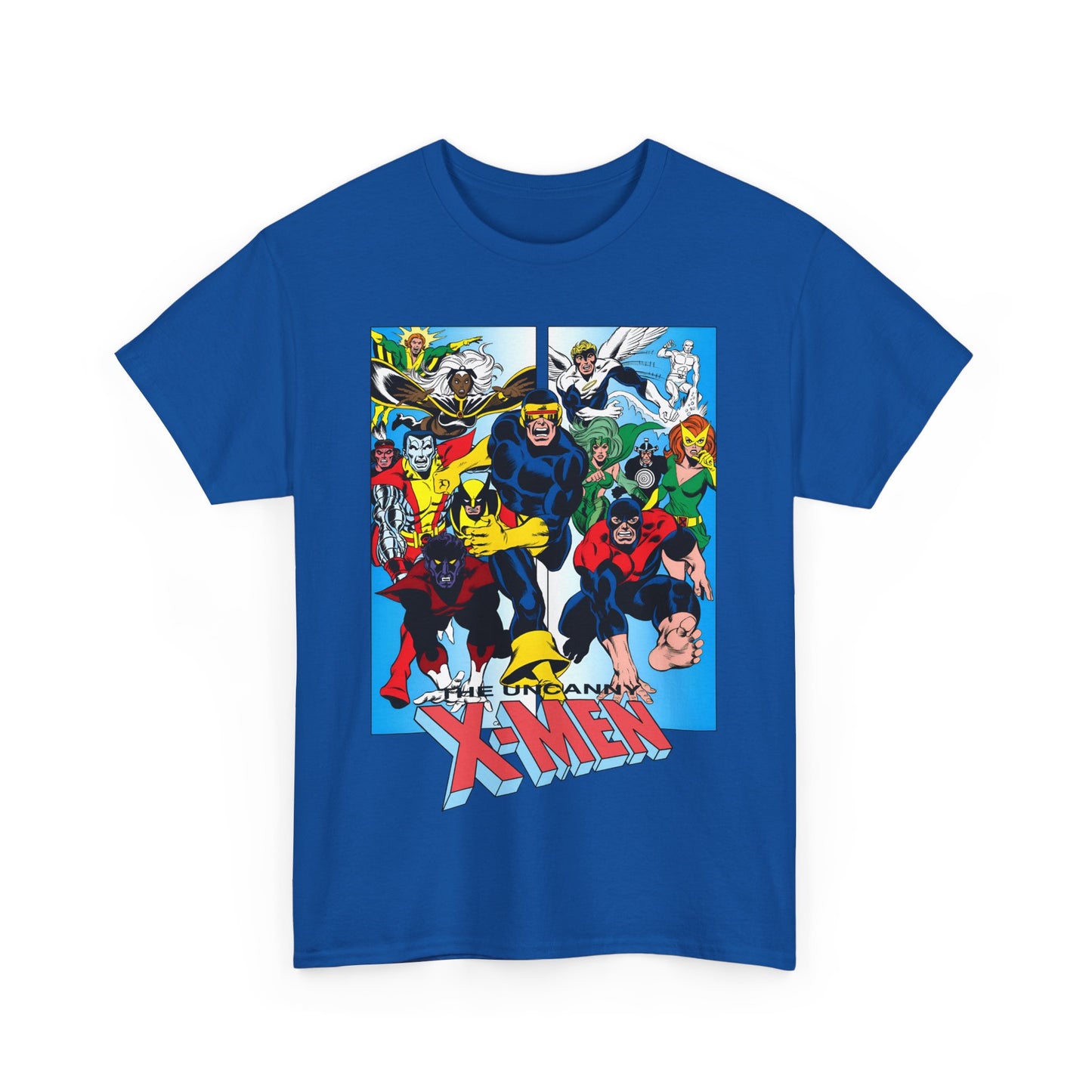 Uncanny X-Men T-Shirt - Classic Dave Cockrum Art - Popular Marvel Comics Series - Wolverine, Storm, Cyclops, Nightcrawler, Jean Grey, Iceman, Banshee, Beast