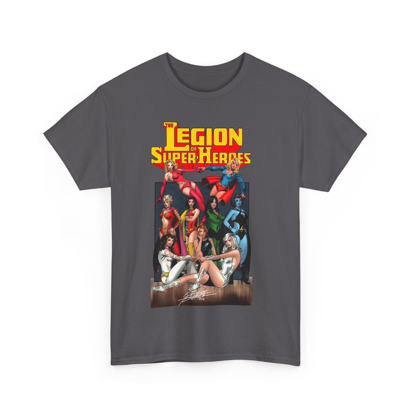 Legion of Super-Heroes T-Shirt - George Perez Art - Saturn Girl, Supergirl, Dream Girl, Shadow Lass, Phantom Girl - The Super Woman of LOSH - DC Comics