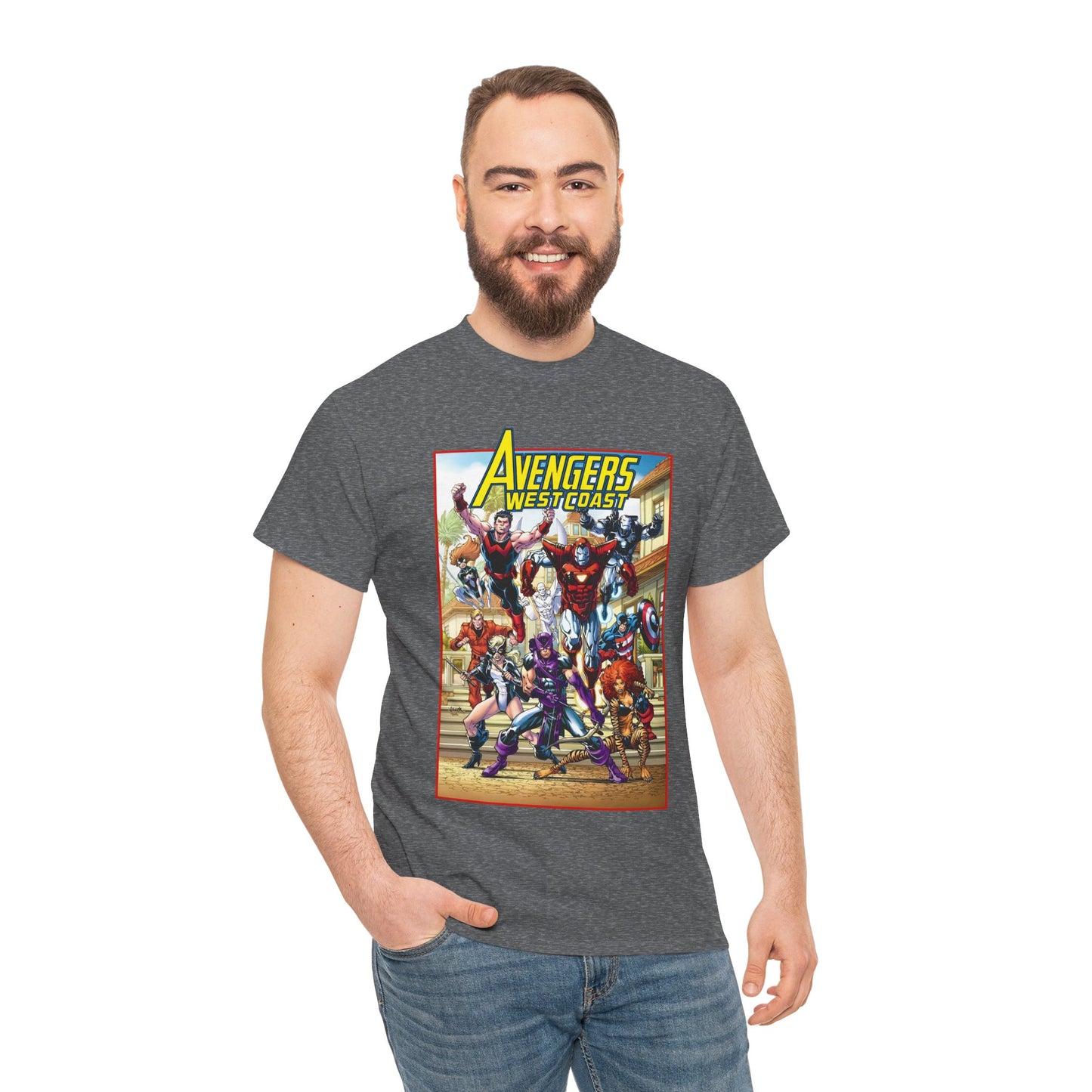 West Coast Avengers T-Shirt - Todd Nauck Art - Hawkeye, Iron Man, Wonder Man, Tigra, Vision - Marvel Comics