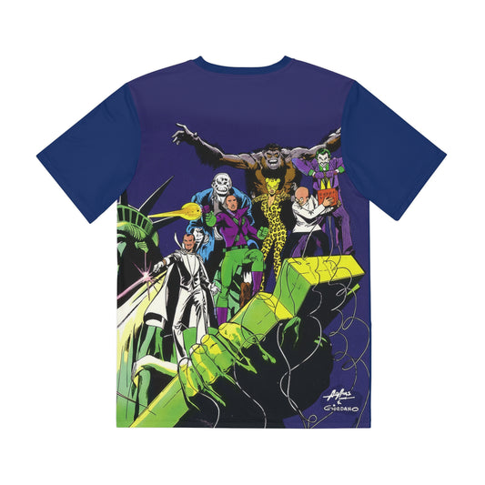 DC Heroes All Over Print Tee (Polyester) - Neal Adams Art - Superman, Wonder Woman, Batman, Captain Marvel - DC Comics