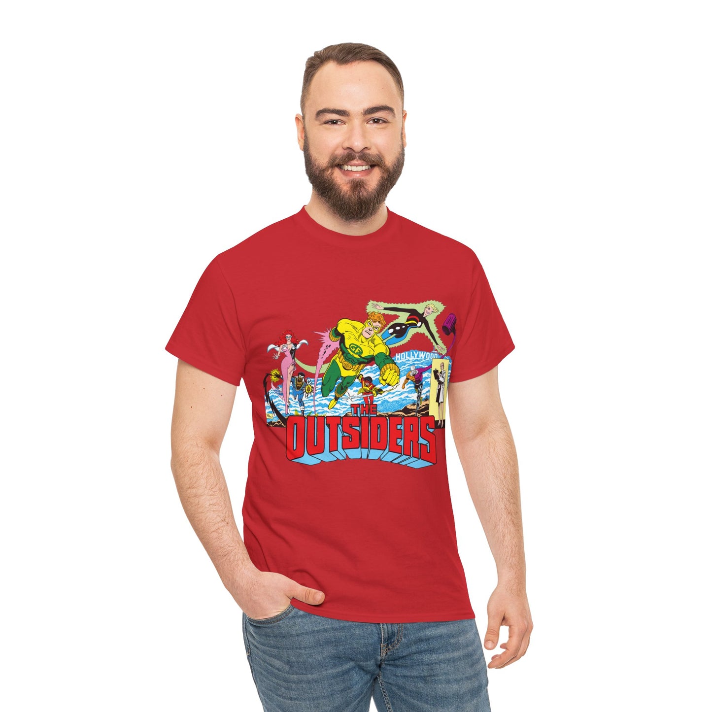 Outsiders T-Shirt - Amazing Jim Aparo Art - Black Lightning, Geo-Force, Katana, Metamorpho, Looker, Halo - DC Comics