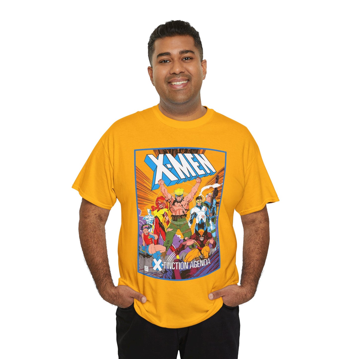 Uncanny X-Men T-Shirt - Jim Lee Art - Wolverine, Cyclops, Jean Grey, Cable, Iceman, Havok, Jubilee - X-Tinction Agenda - Marvel Comics