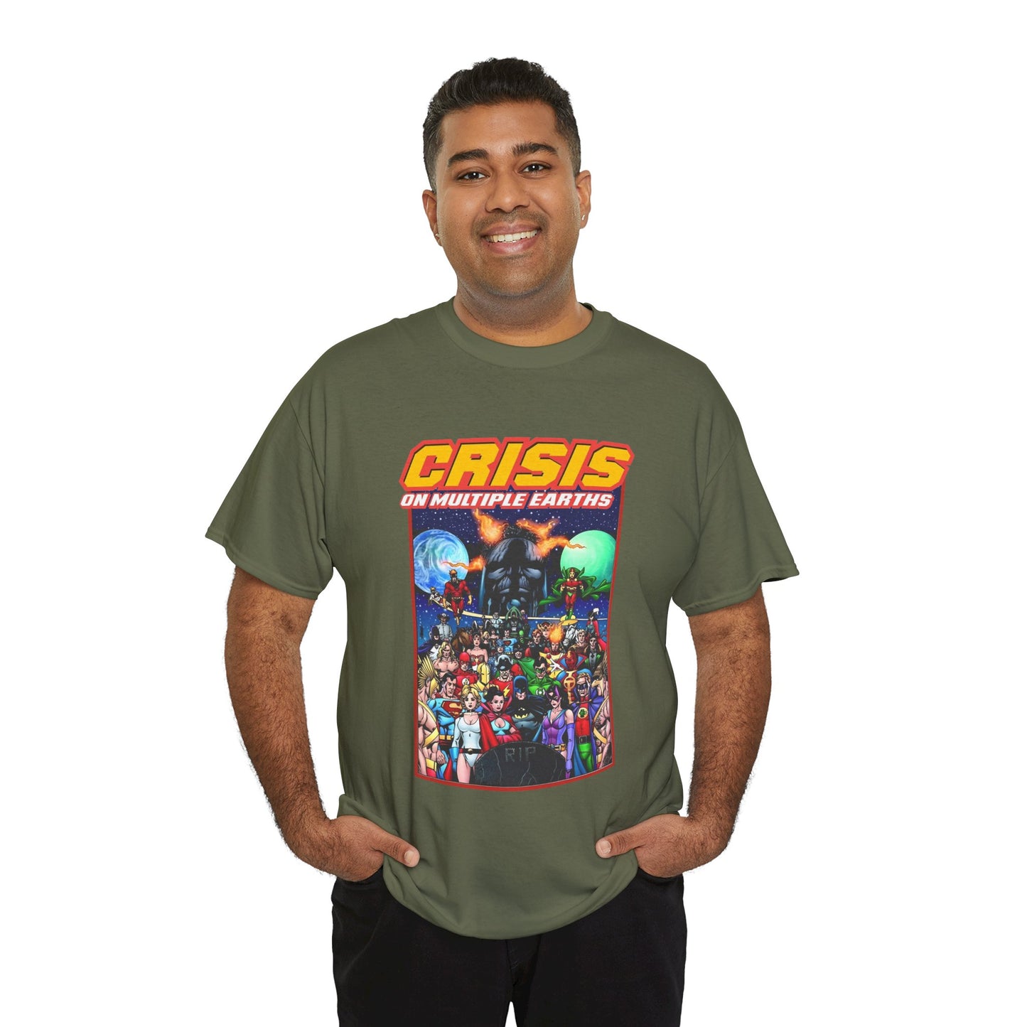 Crisis on Multiple Earths T-Shirt - George Perez Art - JSA & JLA Team-ups - Superman, Batman, Zatanna, Huntress, Power Girl, Hawkman, New Gods, Darkseid - DC Comics