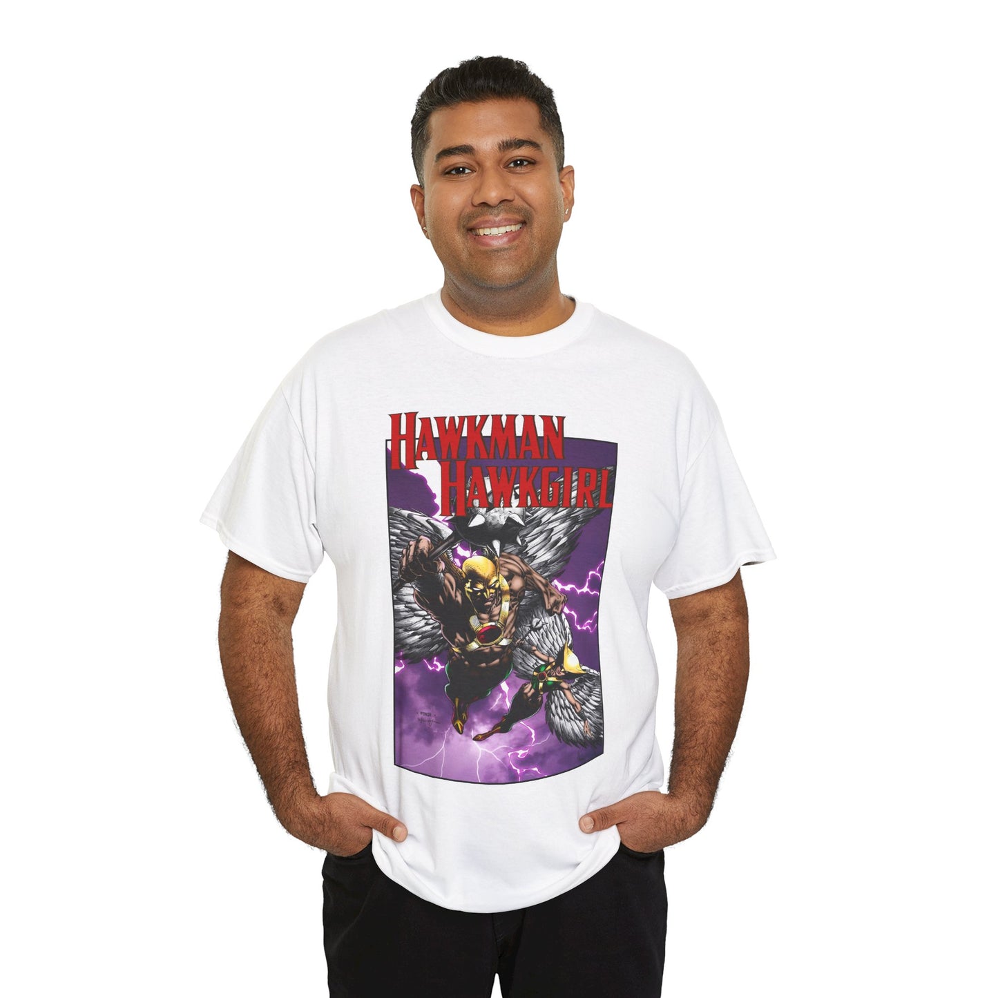 Hawkman & Hawkgirl T-Shirt - David Finch Art - Carter & Shayera Hall - JLA & JSA Members - DC Comics