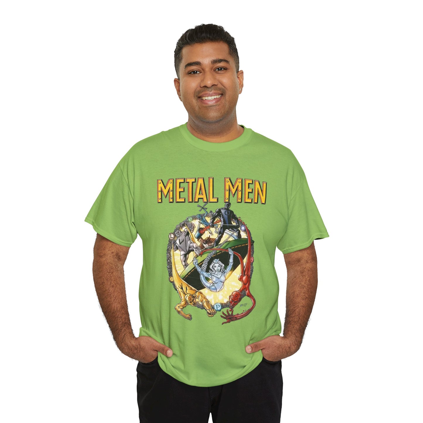 Metal Men T-Shirt - George Perez Art - DC Comics - Classic Silver Age Team - Mercury, Iron, Tin, Gold