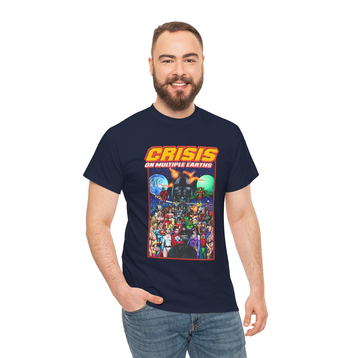 Crisis on Multiple Earths T-Shirt - George Perez Art - JSA & JLA Team-ups - Superman, Batman, Zatanna, Huntress, Power Girl, Hawkman, New Gods, Darkseid - DC Comics