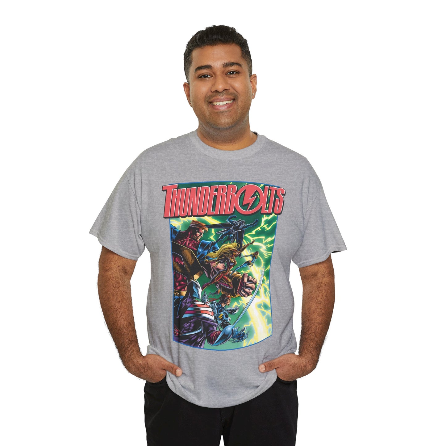 Thunderbolts T-Shirt - Amazing Mark Bagley Art - Citizen V, MACH-1, Atlas, Songbird, Fixer, Techno - Marvel Comics Characters - Avengers Connection