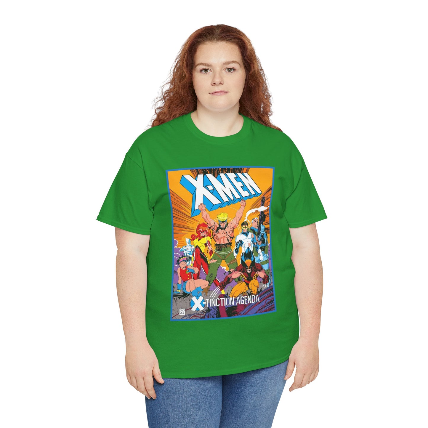 Uncanny X-Men T-Shirt - Jim Lee Art - Wolverine, Cyclops, Jean Grey, Cable, Iceman, Havok, Jubilee - X-Tinction Agenda - Marvel Comics