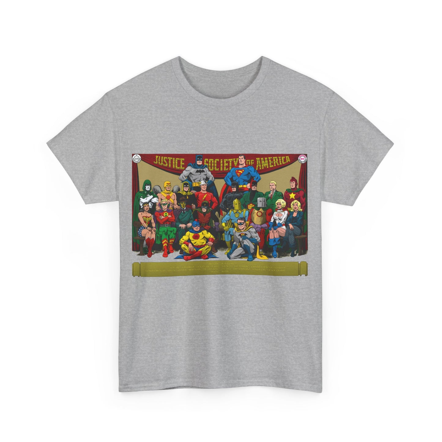 JSA T-Shirt - Sandman, Starman, Atom, Dr Fate, Mr Terrific, Flash, Green Lantern - DC Comics - Justice Society of America - Golden Age