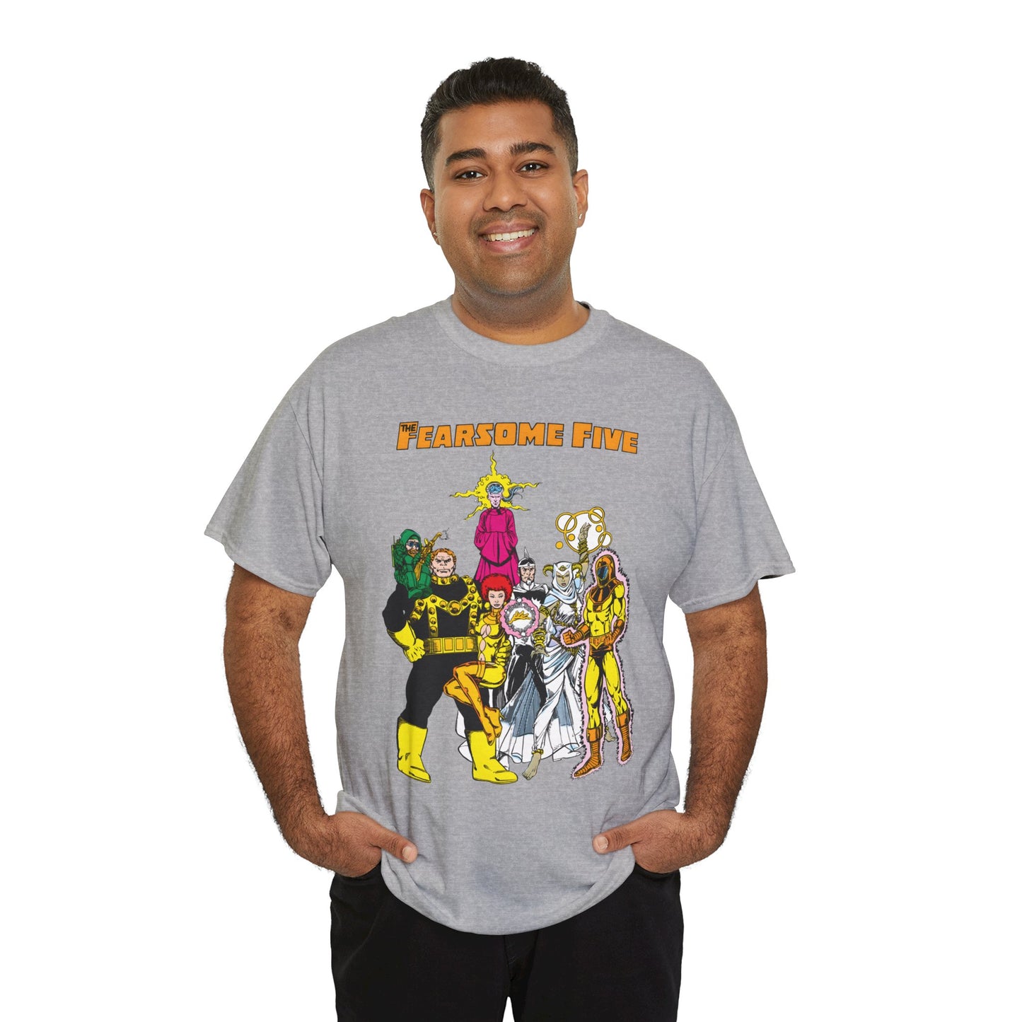 Fearsome Five T-Shirt - George Perez Art - Dr Light, Shimmer, Mammoth, Gizmo, Psimon, Jinx, Neutron - Who's Who Art - DC Comics