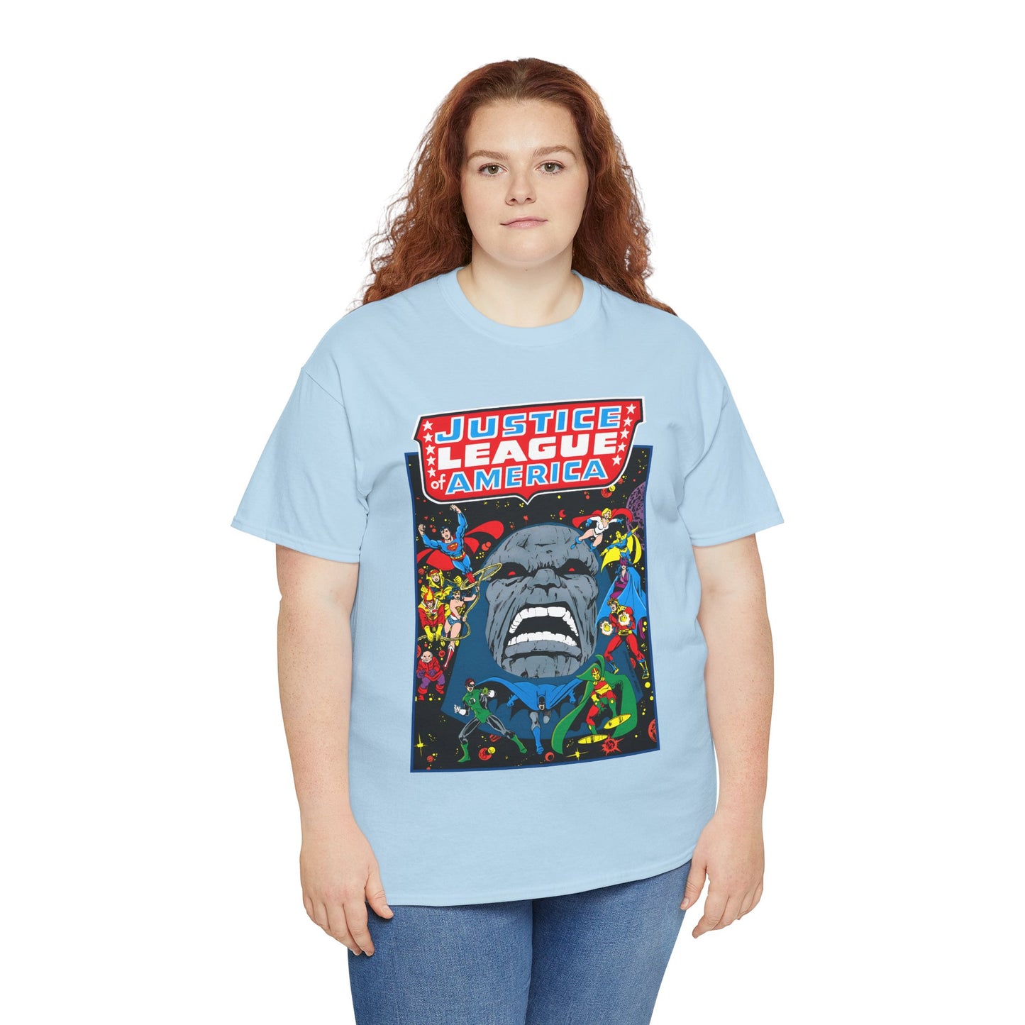Justice League of America T-Shirt - George Perez Art - JLA/JSA/New Gods Crossover - Darkseid, Orion, Mr Miracle, Huntress, Firestorm, Dr Fate - DC Comics