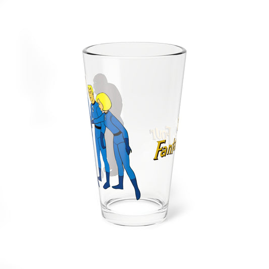 Fantastic Four Pint Glass, 16oz - Hanna-Barbera 1960s Cartoon - Marvel Comics TV Series - Human Torch, The Thing, Invisible Woman, Reed Richards