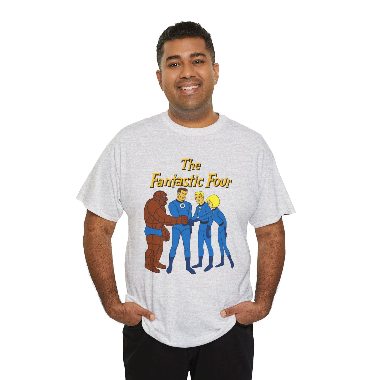 Fantastic Four T-Shirt - Hanna-Barbera 1960s Cartoon - Human Torch, The Thing, Invisible Woman - Marvel Comics