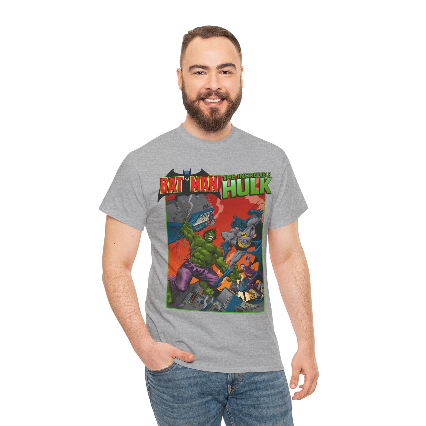 Batman Vs Incredible Hulk T-Shirt - DC Comics & Marvel - Joker - 1970s Team-Up