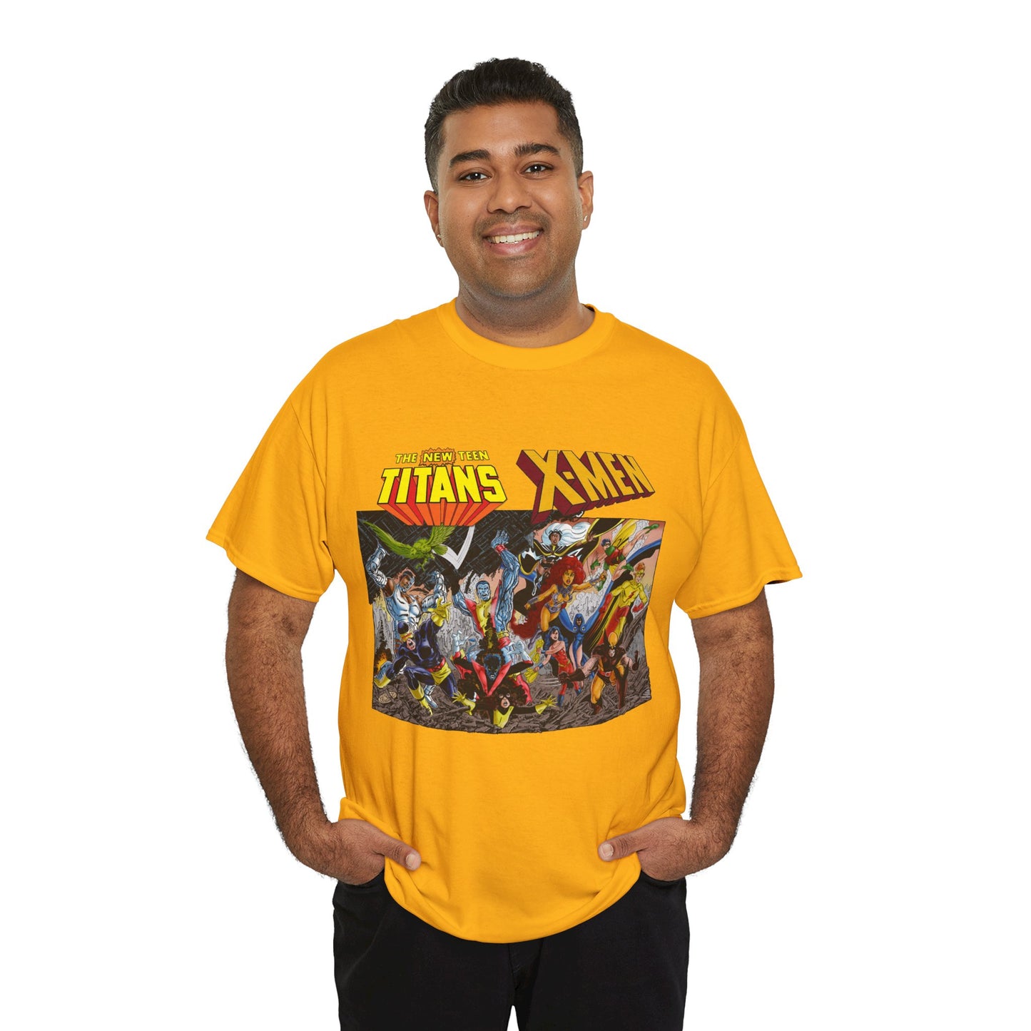 Uncanny X-Men Vs New Teen Titans T-Shirt - Amazing John Byrne Art - DC Comics, Marvel Comics Crossover - Wolverine, Starfire, Cyclops, Storm, Raven, Wonder Girl