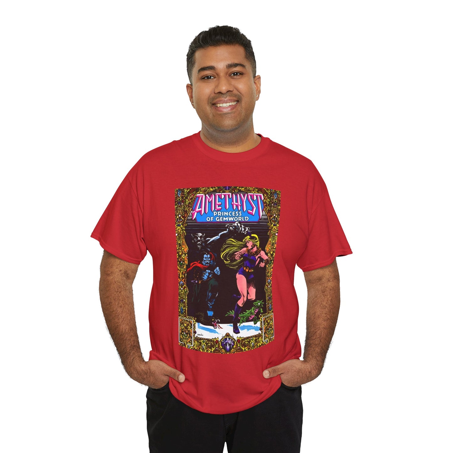 Amethyst Princess of Gemworld T-Shirt - Ernie Colon Art - Bejeweled Cover - Dark Opal - DC Comics
