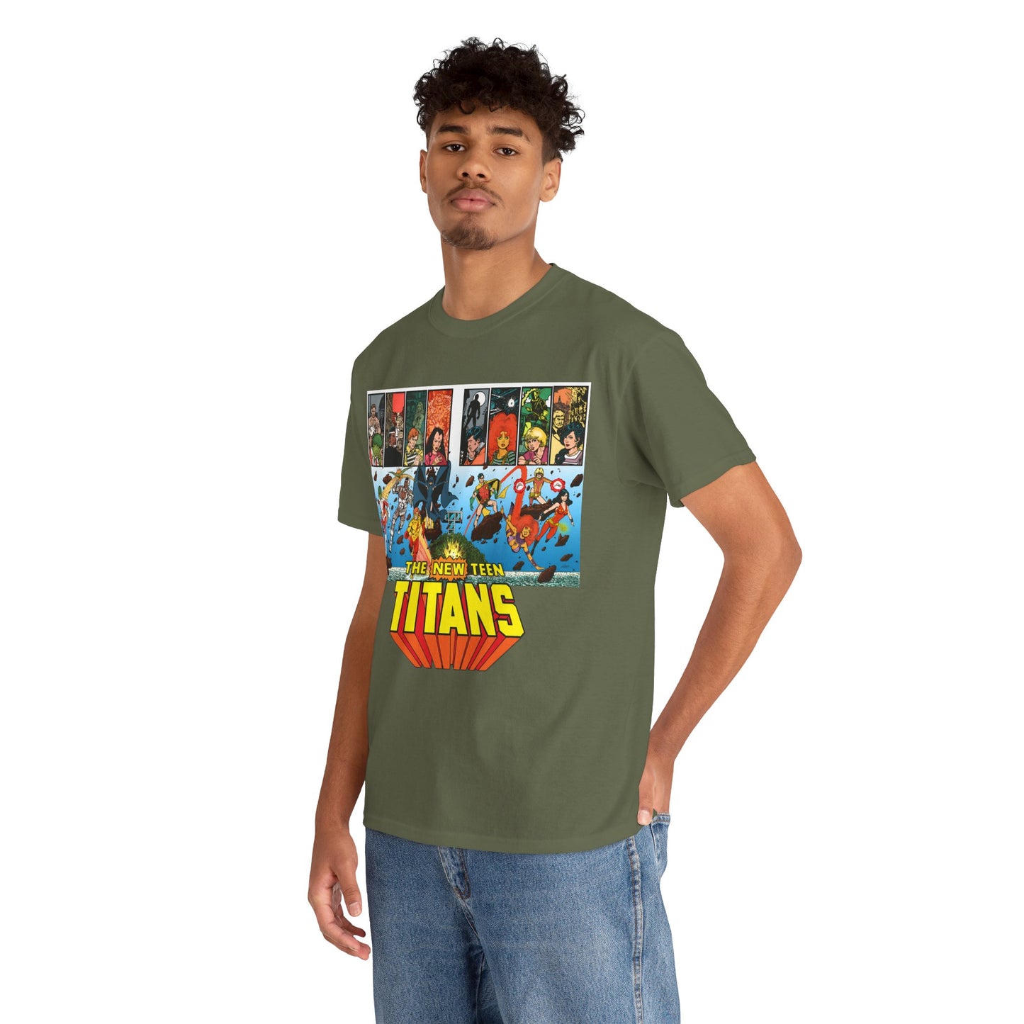 New Teen Titans T-Shirt - George Perez Art - Robin, Wonder Girl, Cyborg, Raven, Starfire, Kid Flash - DC Comics