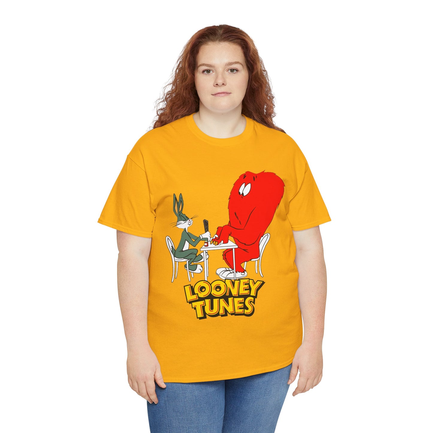 Bugs Bunny & Gossamer T-Shirt - Looney Tunes Cartoon - Popular Halloween Monster Getting a Manicure - Funny, Humorous Image