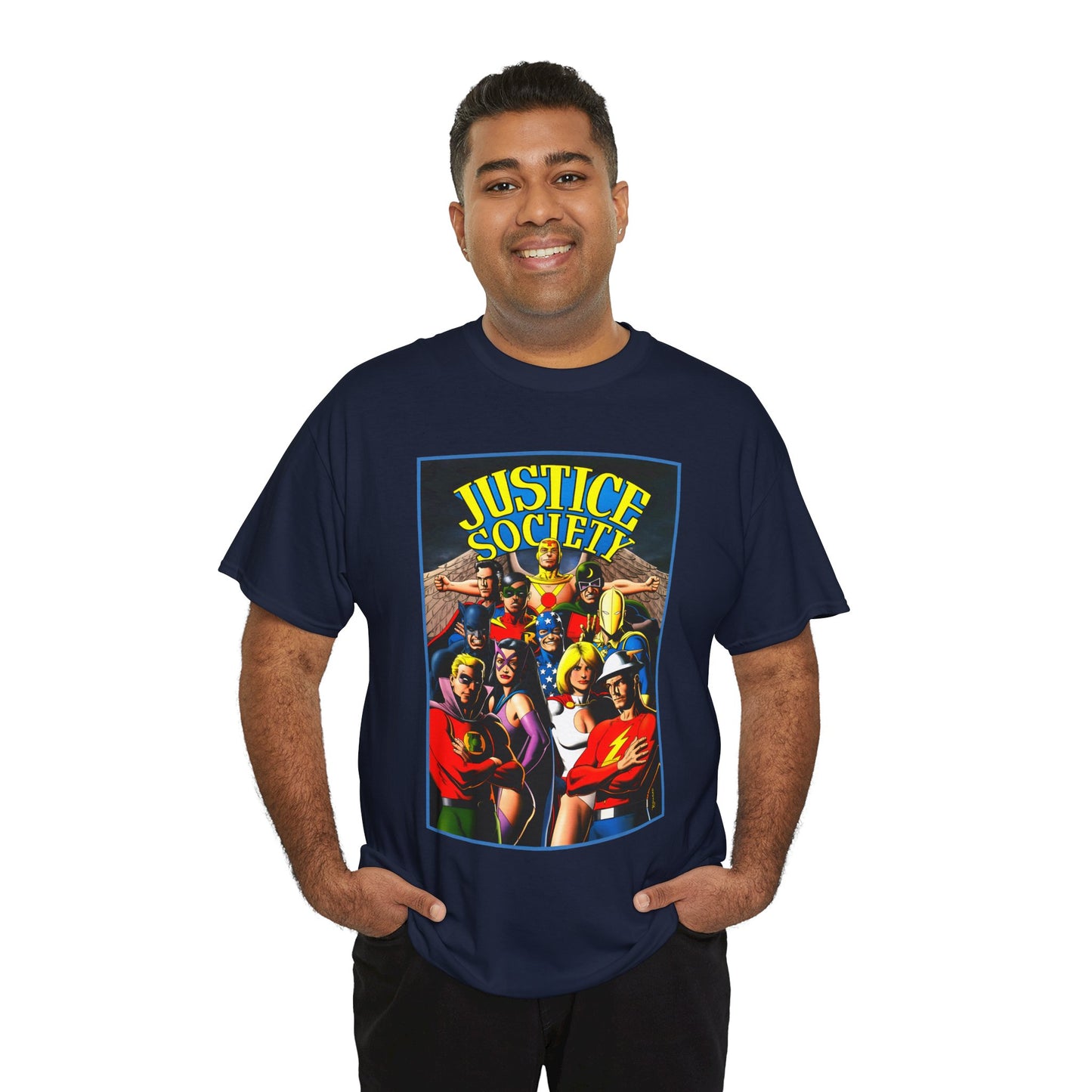 Justice Society T-Shirt - Brian Bolland Art - Dr. Fate, Huntress, Power Girl, Green Lantern, Hawkman, Wildcat - DC Comics - JSA