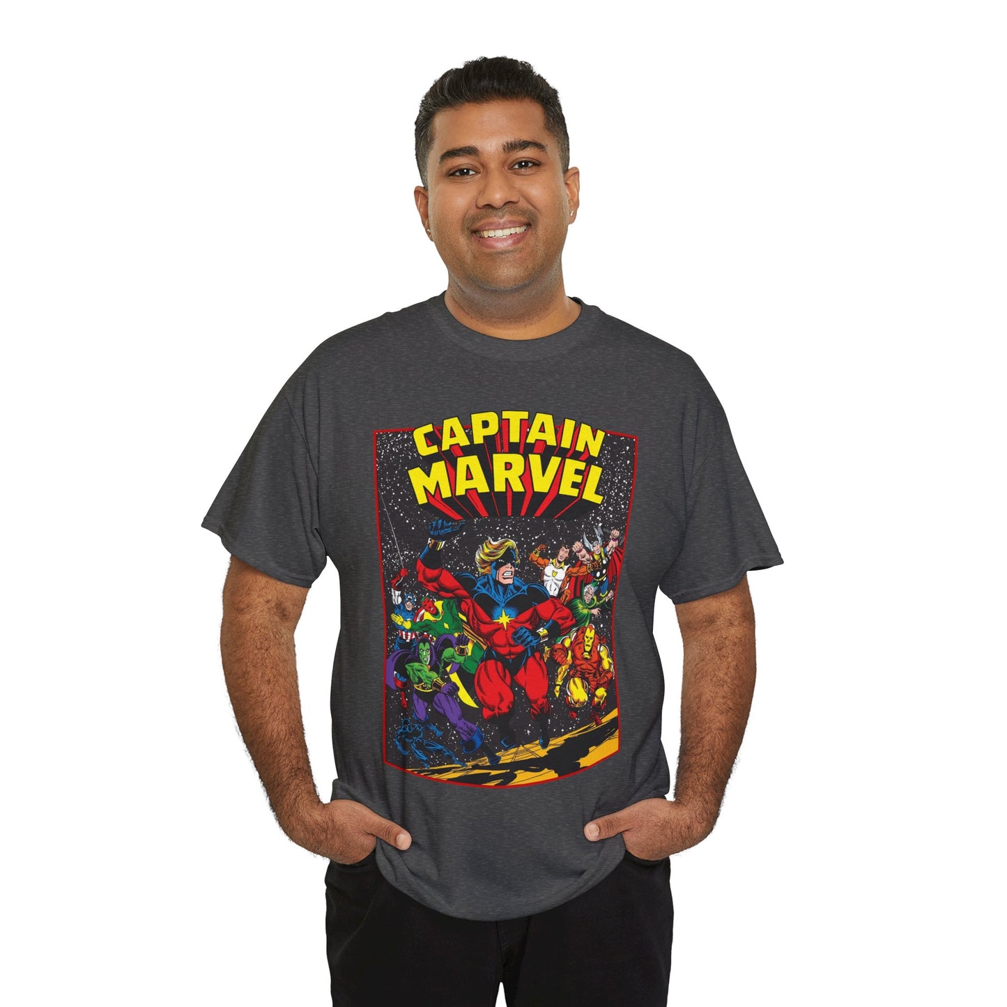 Captain Marvel T-Shirt - Marvel Comics - Jim Starlin Art - Mar-Vell - Kree - Cosmic Hero