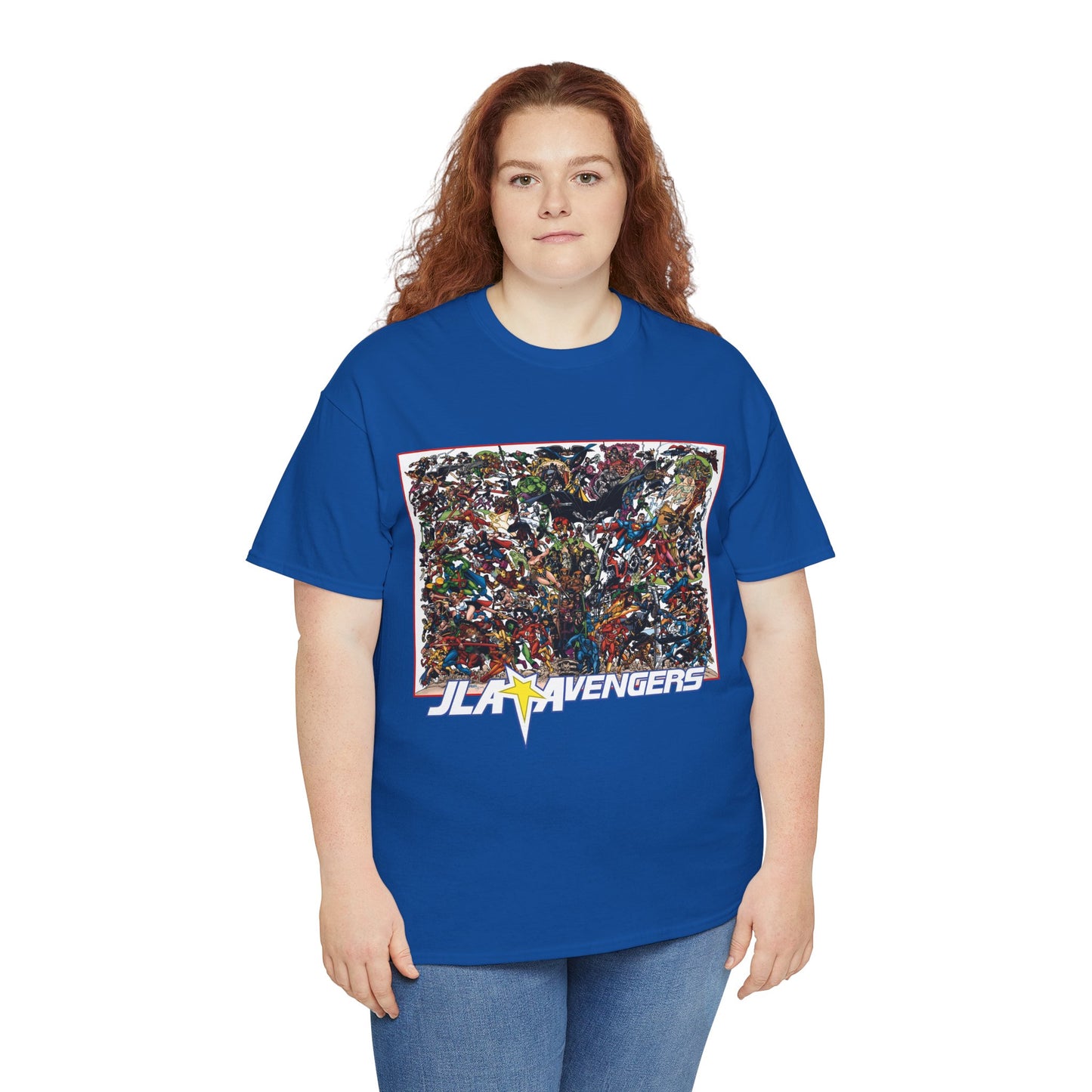 JLA Vs Avengers T-Shirt - Stunning, Classic George Perez Art - DC & Marvel 200s Crossover - Superman, Thor, Wonder Woman, Captain America, Flash, Black Panther, Iron Man, Batman