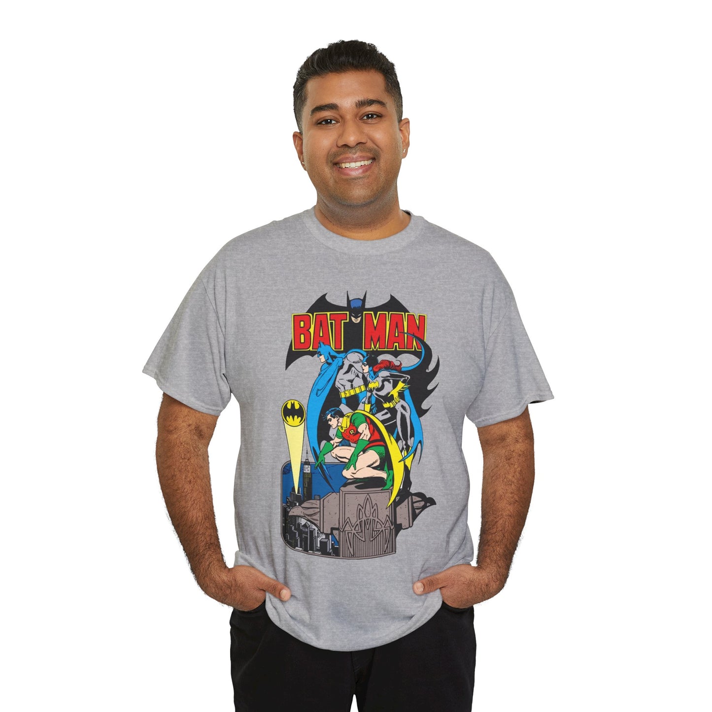 Batman, Robin & Batgirl T-Shirt - José Luis García-López Art - DC Comics Style Guide - 1970s Retro Art - Gotham City - Bat Signal