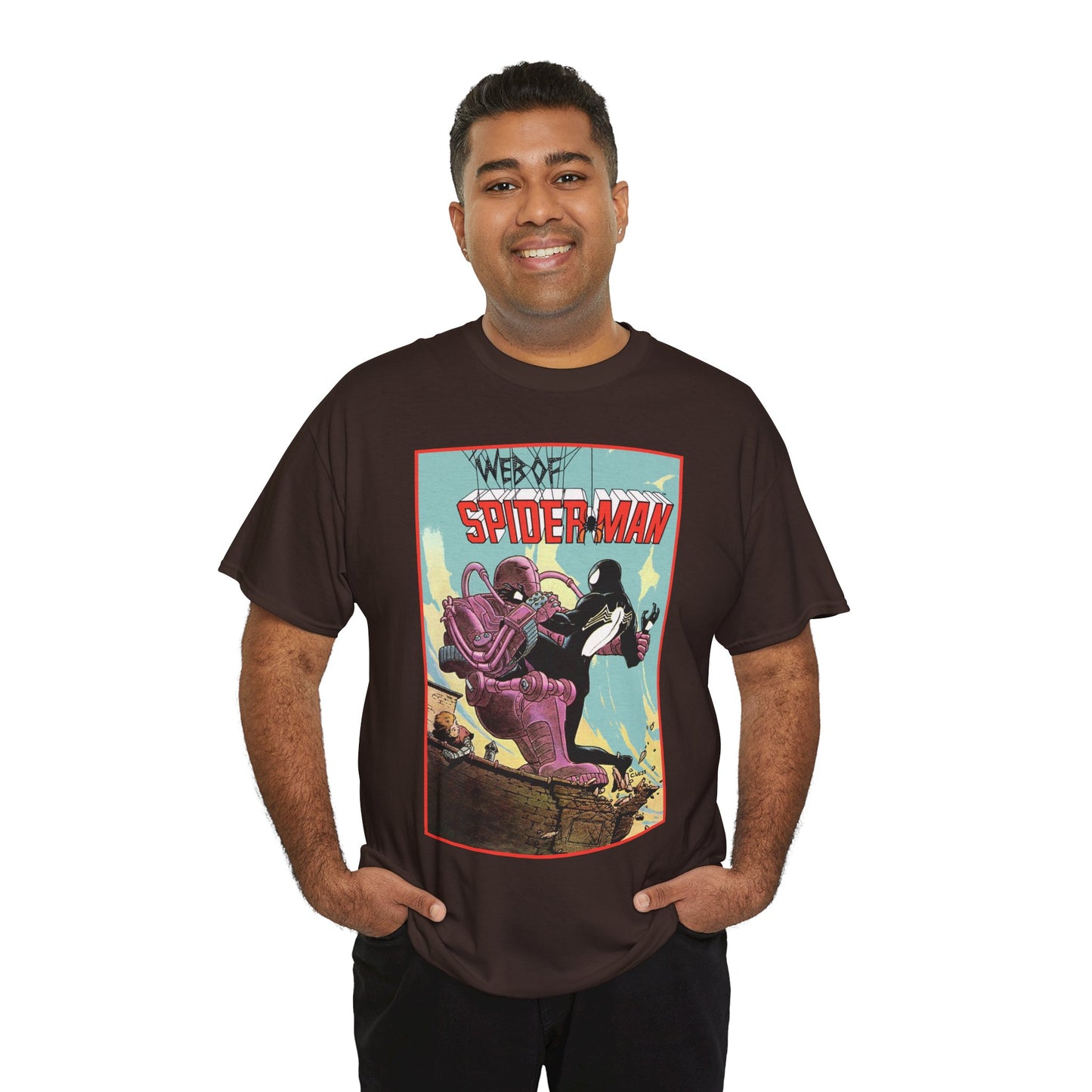 Web of Spider-Man T-Shirt - Charles Vess Art - Peter Parker, Black Symbiote Suit - Webslinger