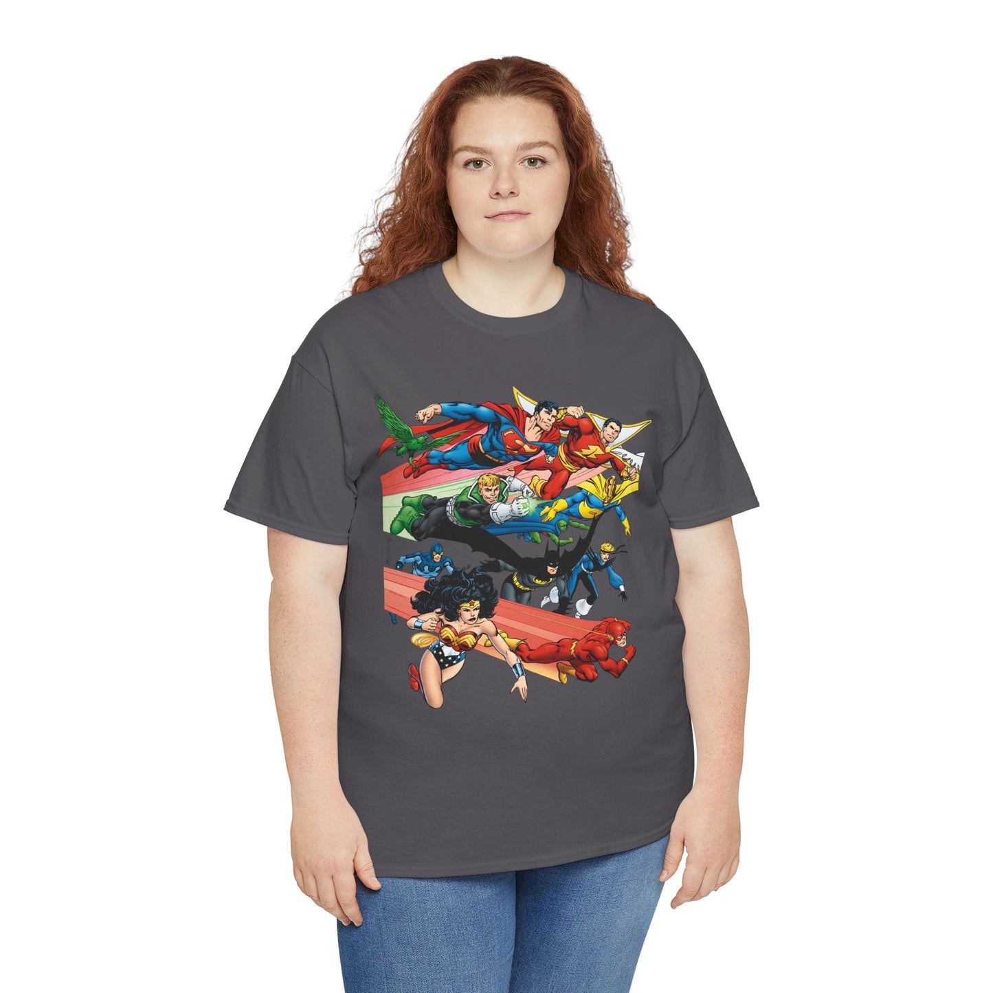 DC Legends T-Shirt - John Byrne Art - Superman, Dr Fate, Blue Beetle, Wonder Woman, Black Canary, Guy Gardner - DC Comics