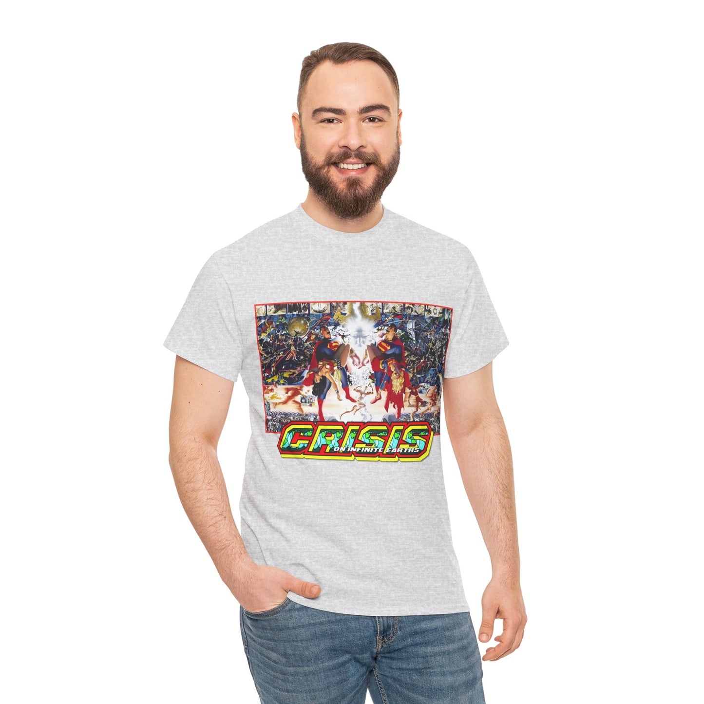 Crisis on Infinite Earths T-Shirt - Alex Ross & George Perez Art - Superman, Wonder Woman, Supergirl, Flash, Monitor, Anti-Monitor - DC Comics