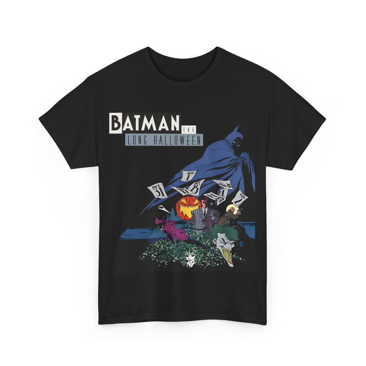 Batman The Long Halloween T-Shirt - Stunning Tim Sale Art - Joker, Catwoman, Two-Face, Poison Ivy, Commissioner Gordon - DC Comics - Classic Story