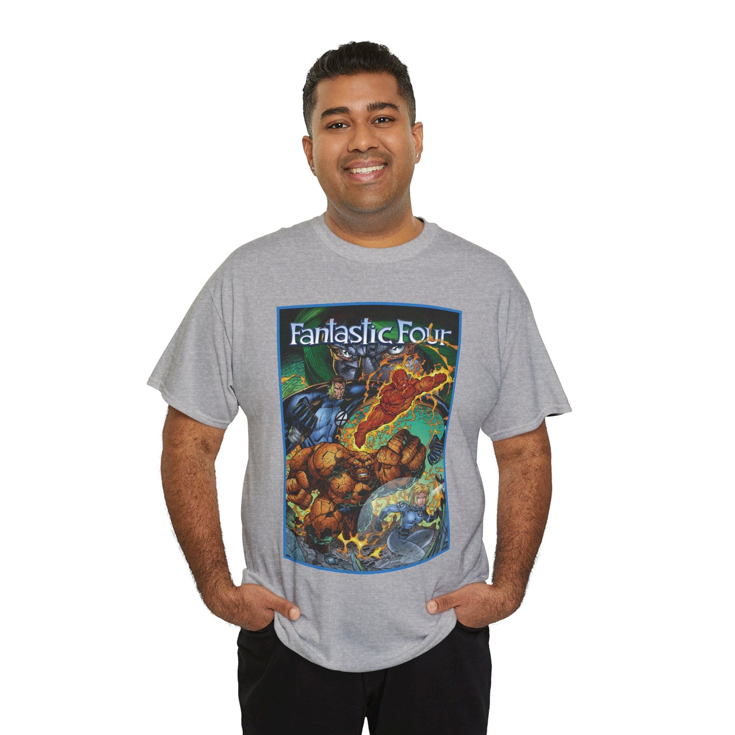 Fantastic Four T-Shirt - Jim Lee Art - The Thing, Human Torch, Reed Richards, Invisible Woman - Marvel Comics - Heroes Reborn
