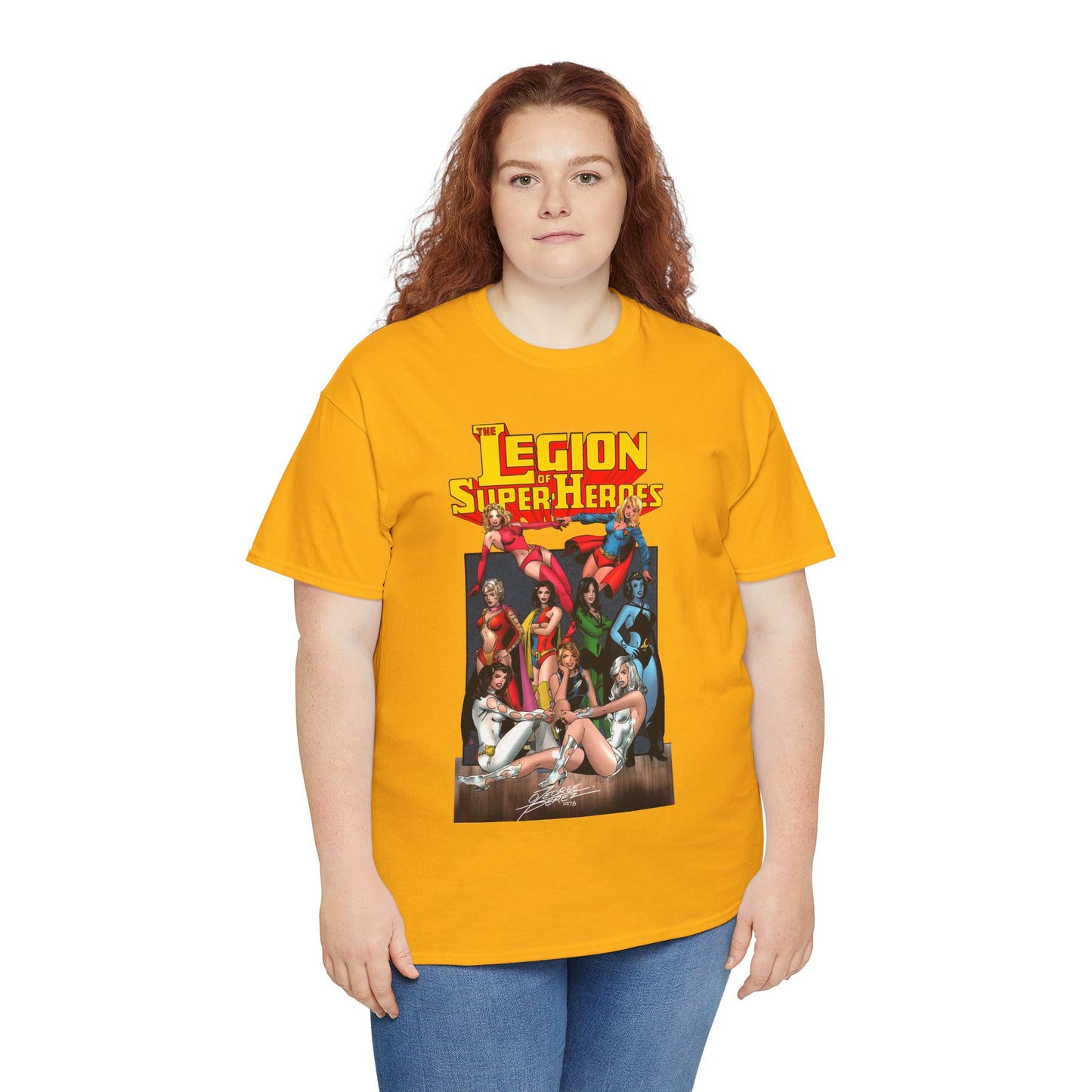 Legion of Super-Heroes T-Shirt - George Perez Art - Saturn Girl, Supergirl, Dream Girl, Shadow Lass, Phantom Girl - The Super Woman of LOSH - DC Comics