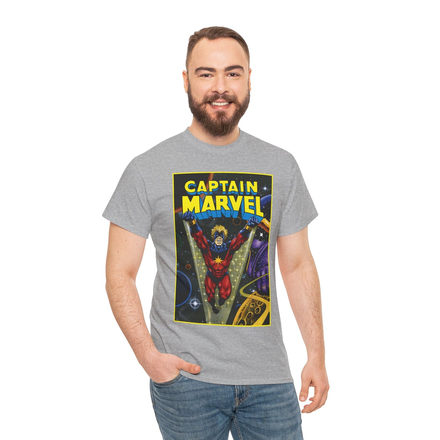 Captain Marvel T-Shirt - Mar-Vell - Thanos - Jim Starlin Art - 1970s Cosmic Superhero - Marvel Comics