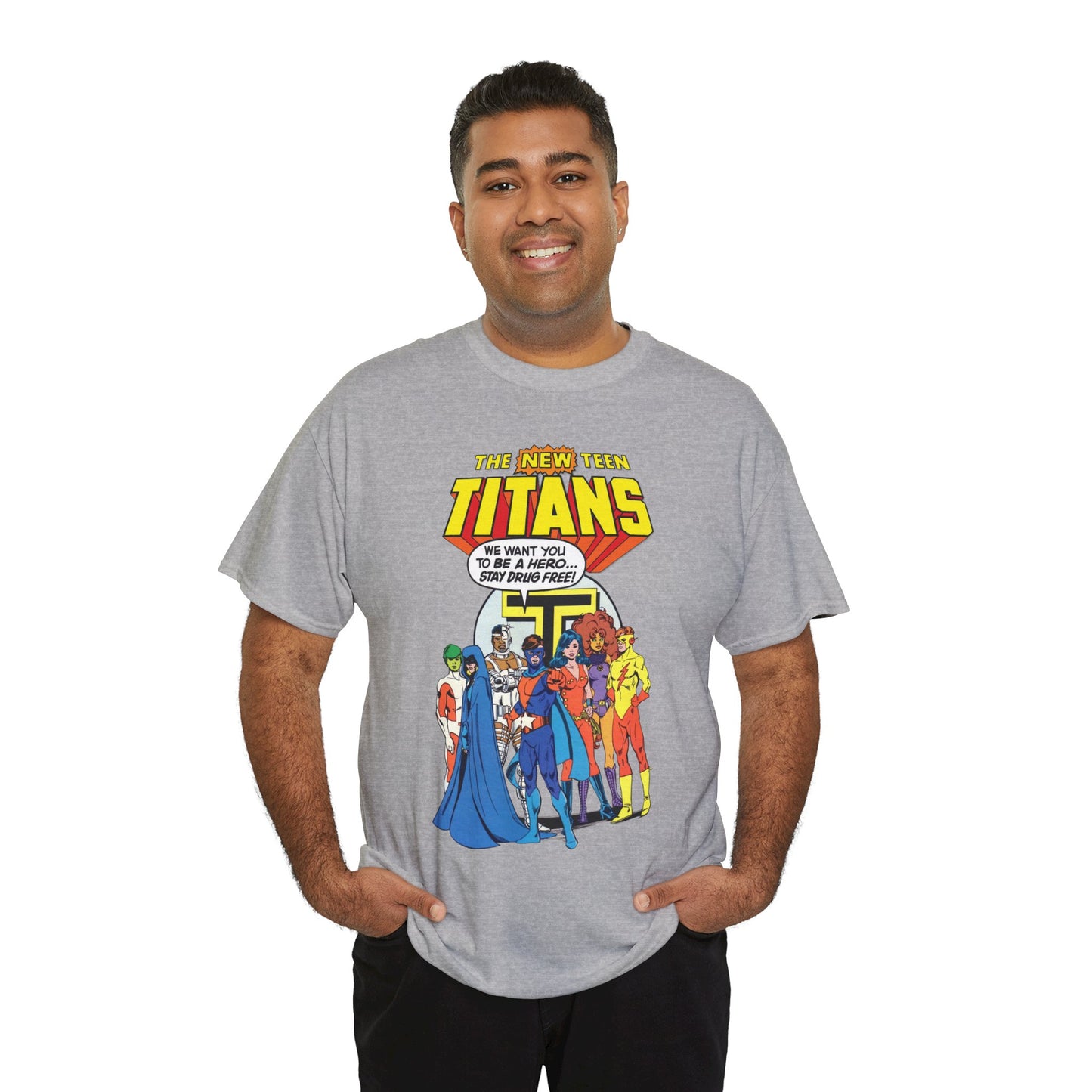 New Teen Titans T-Shirt - 1980s DC Comics Drug Awareness Specials - Protector, Starfire, Cyborg, Wonder Girl, Raven