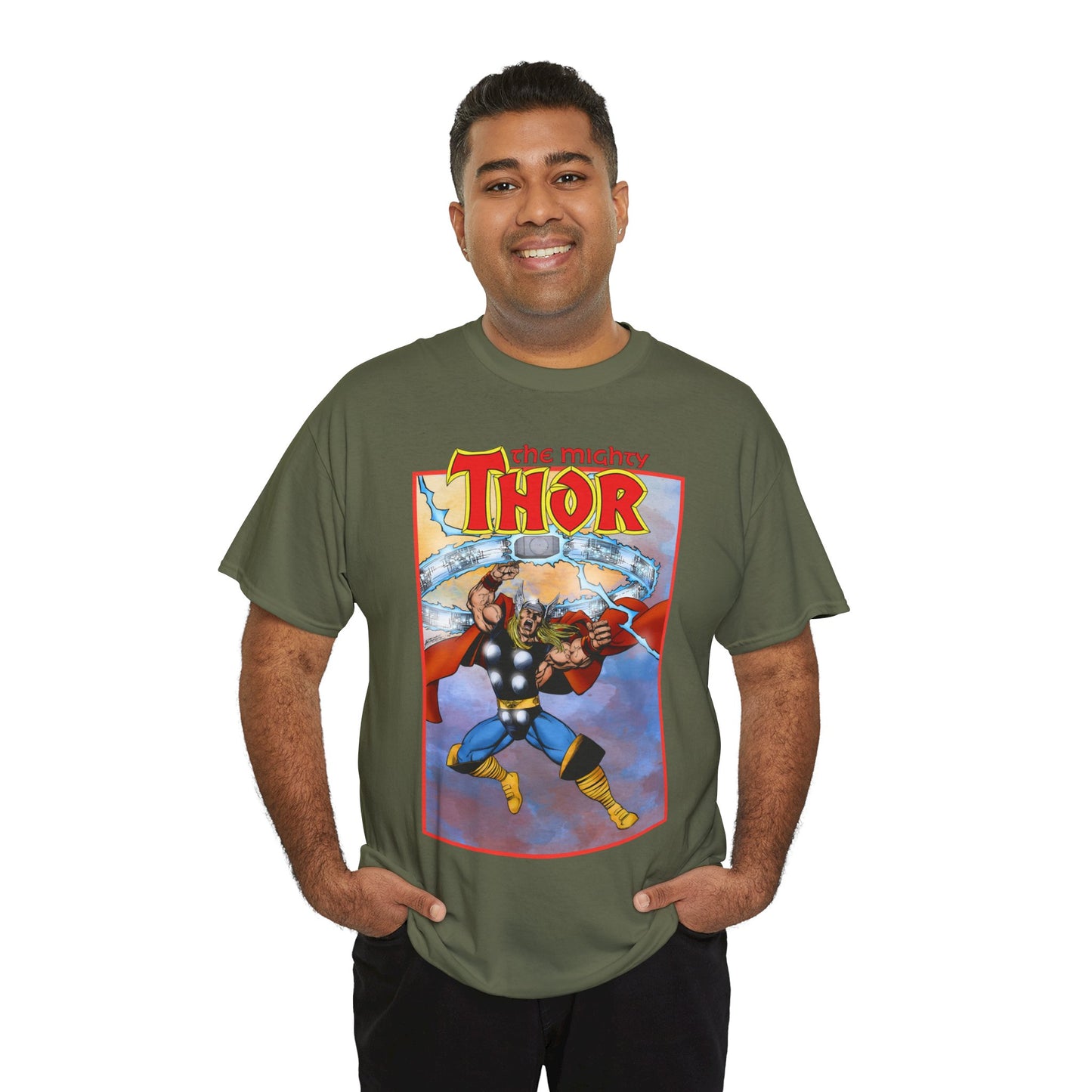The Mighty Thor T-Shirt - George Perez Art - Mjolnir - Avengers Member - God of Thunder - Asgard Warrior - Marvel Comics