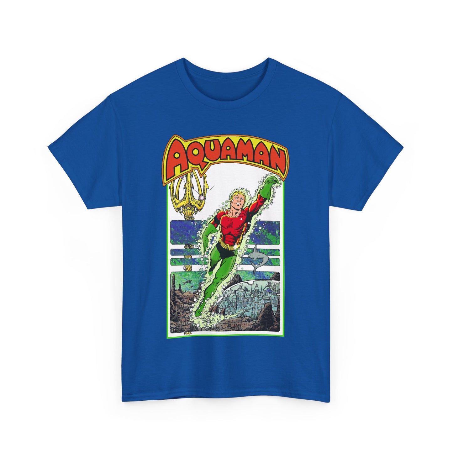 Aquaman T-Shirt - George Perez Art -Justice League 1980s Postcard Series - Arthur Curry - King of Atlantis - JLA - DC Comics