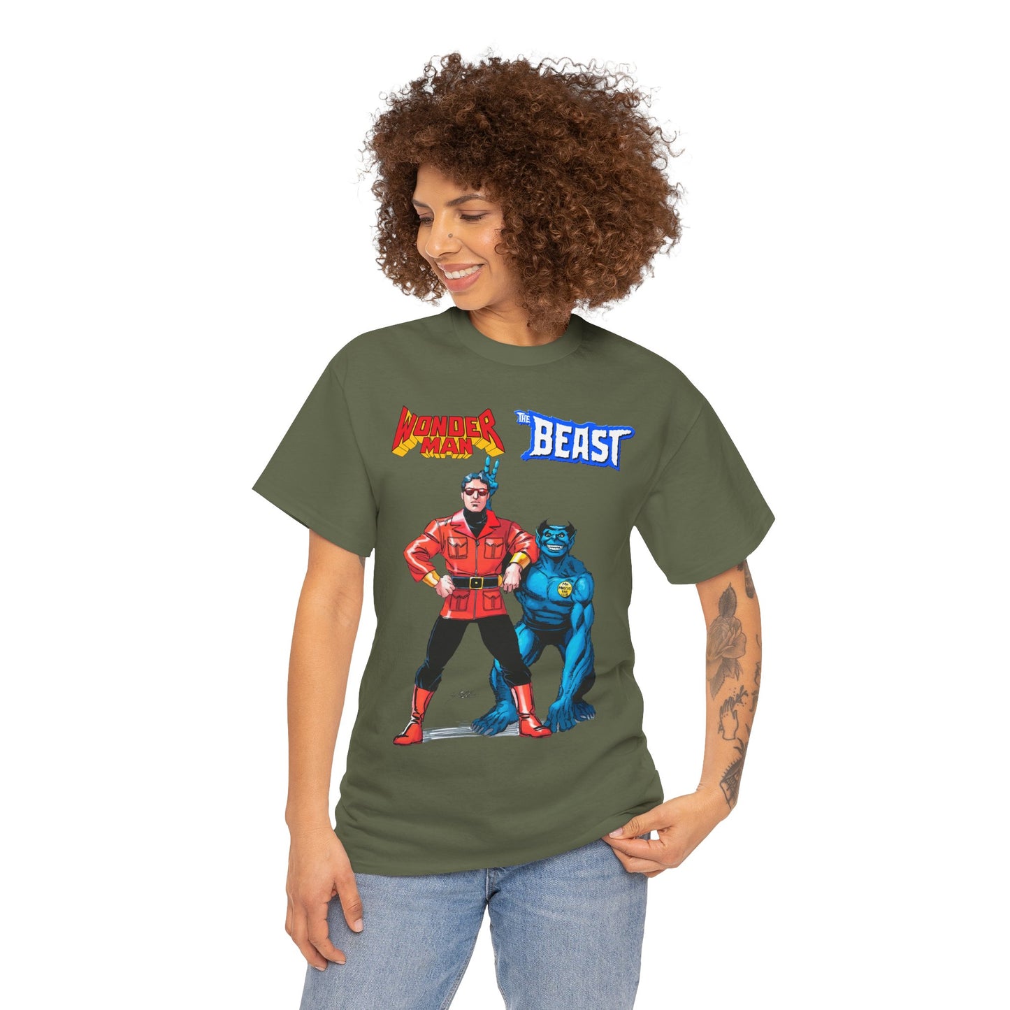Wonder Man & Beast T-Shirt - George Perez Art - Popular Avengers, X-Men Members - Simon Williams & Hank McCoy - Marvel Comics