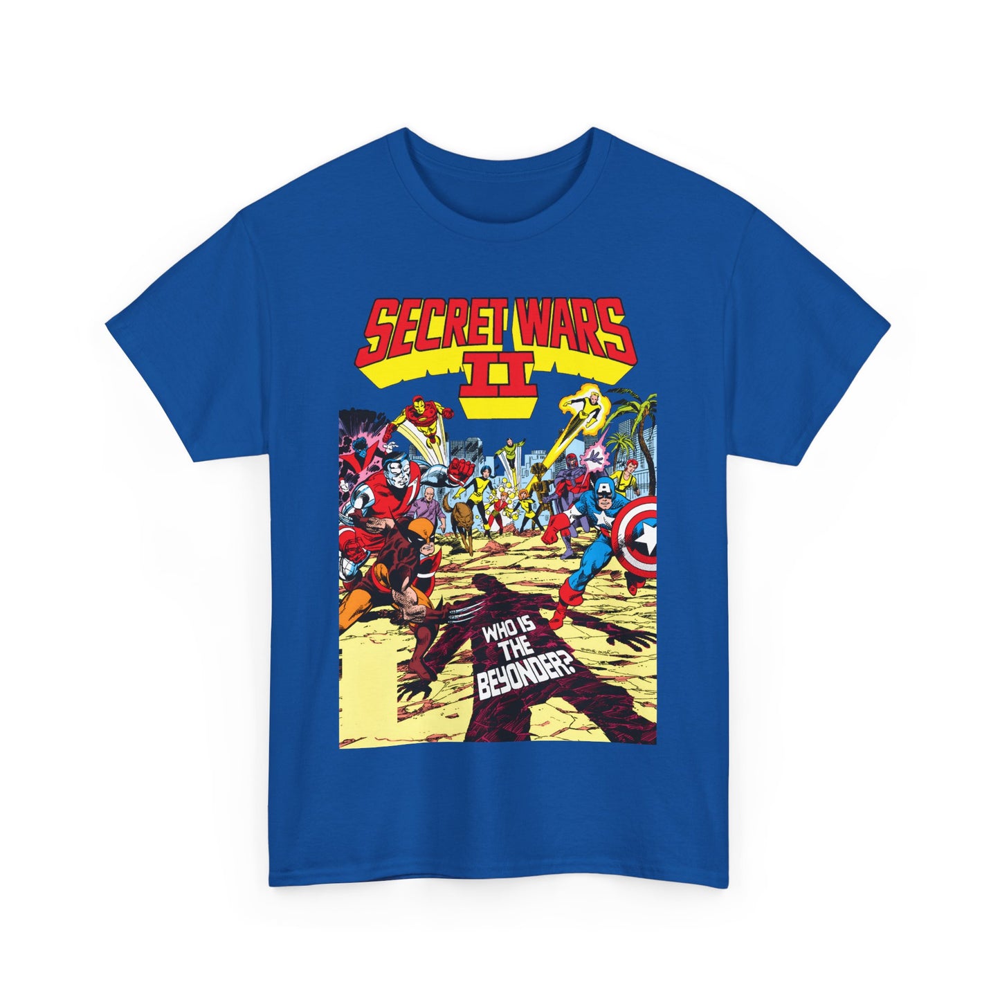 Secret Wars II T-Shirt - John Byrne Art - X-Men, New Mutants, Captain America - The Beyonder - Marvel Comics Series, 1980s