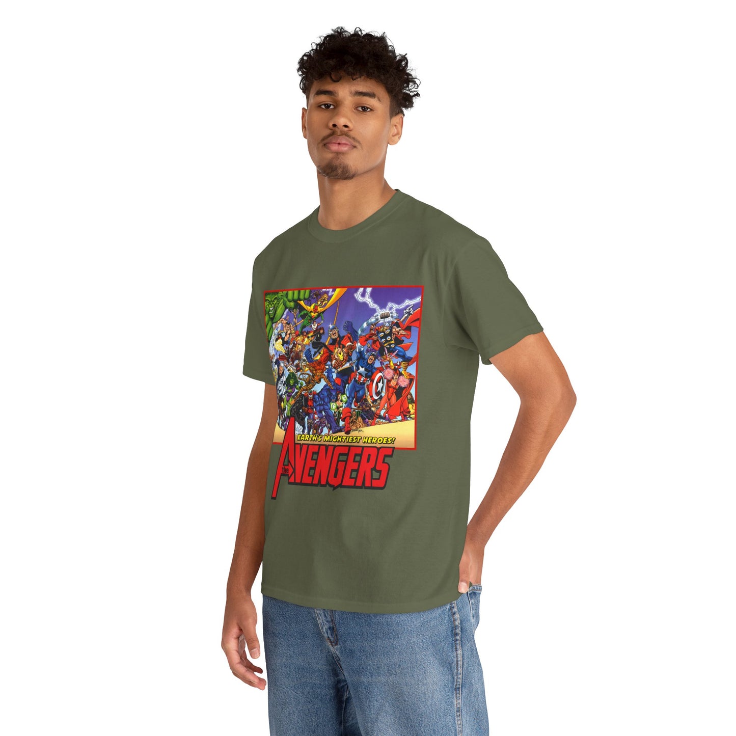 Avengers T-Shirt - George Perez Art - Marvel Comics - Captain America, Iron Man, Thor, She-Hulk, Hawkeye, Vision, Quicksilver - Classic Cover
