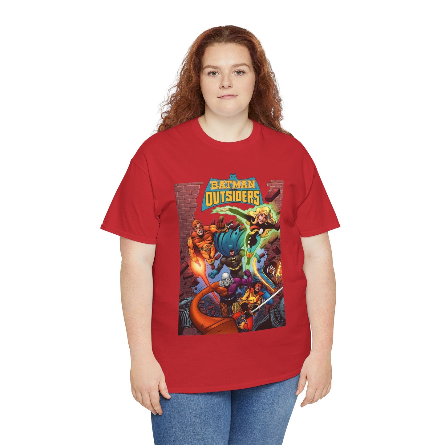 Batman & the Outsiders T-Shirt - Jim Aparo Art - Metamorpho, Katana, Halo, Black Lightning, Geo-Force - DC Comics