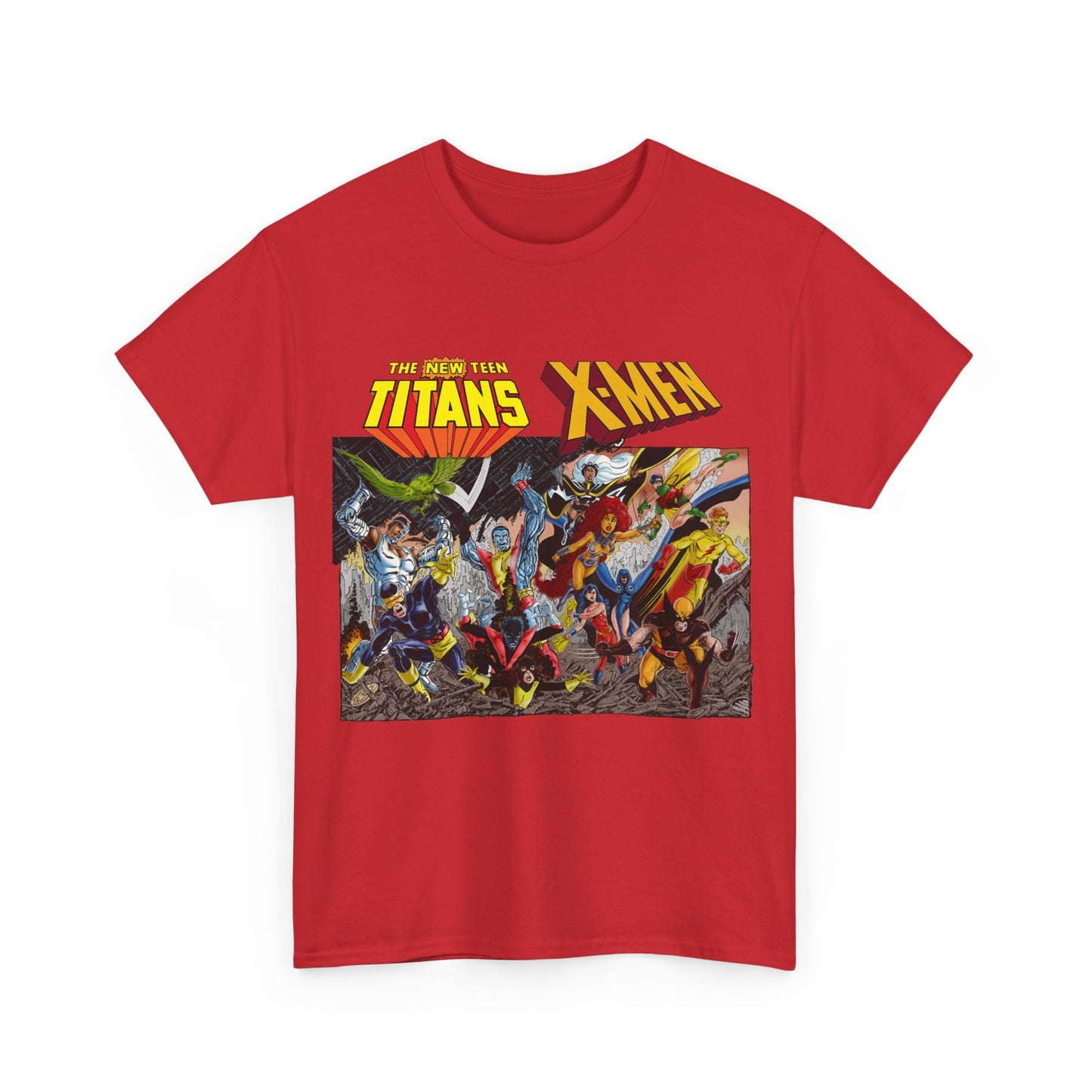 Uncanny X-Men Vs New Teen Titans T-Shirt - Amazing John Byrne Art - DC Comics, Marvel Comics Crossover - Wolverine, Starfire, Cyclops, Storm, Raven, Wonder Girl