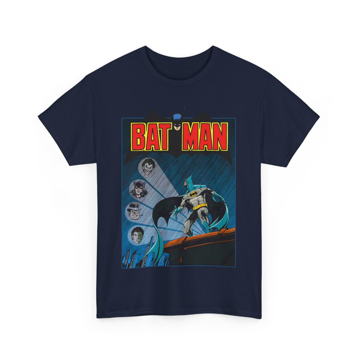 Batman T-Shirt - DC Comics - Catwoman, Joker, Two-Face, Penguin - Bronze Age Art - Gotham City