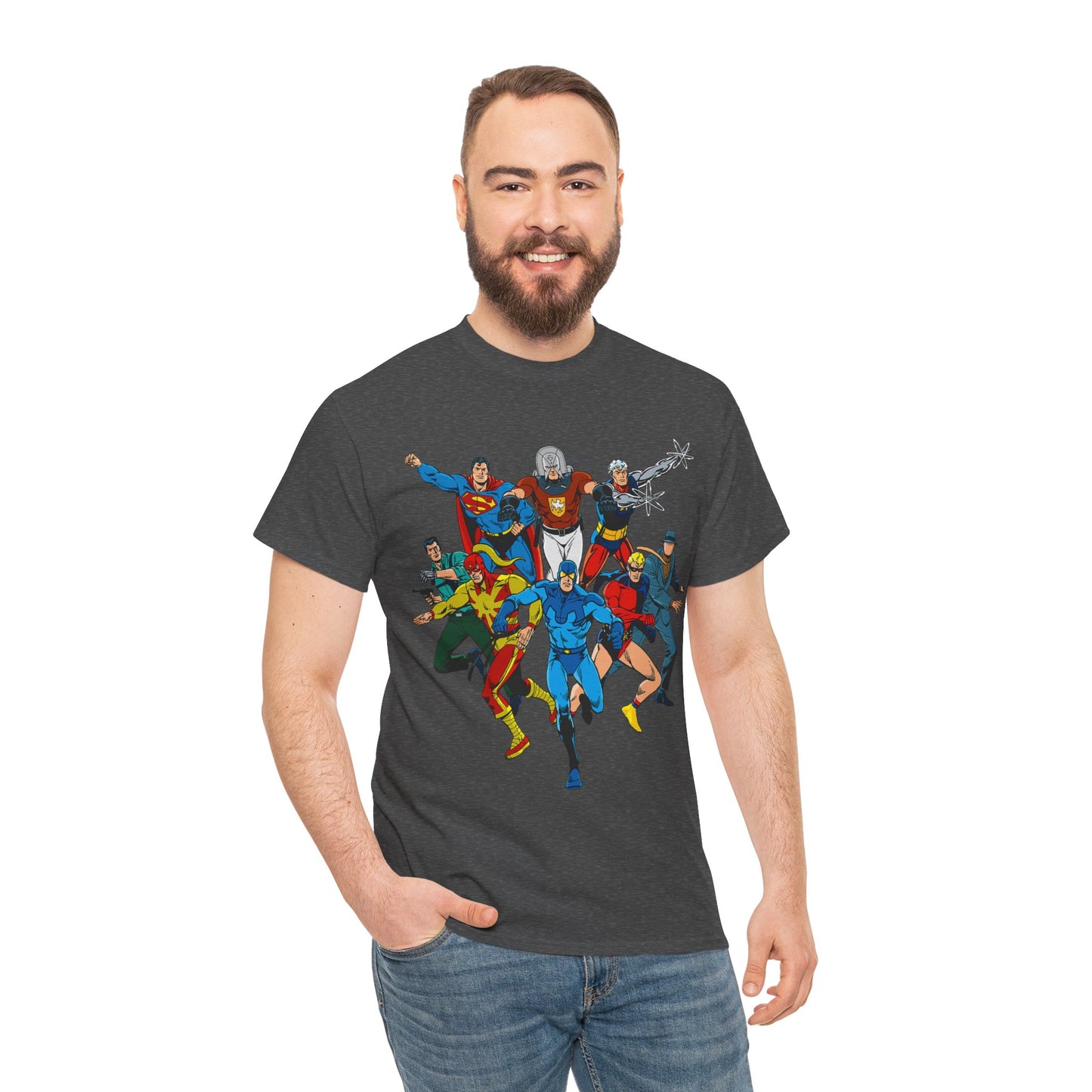 Charlton Characters T-Shirt - DC Comics - Captain Atom, Peacemaker, The Question, Blue Beetle, Judomaster