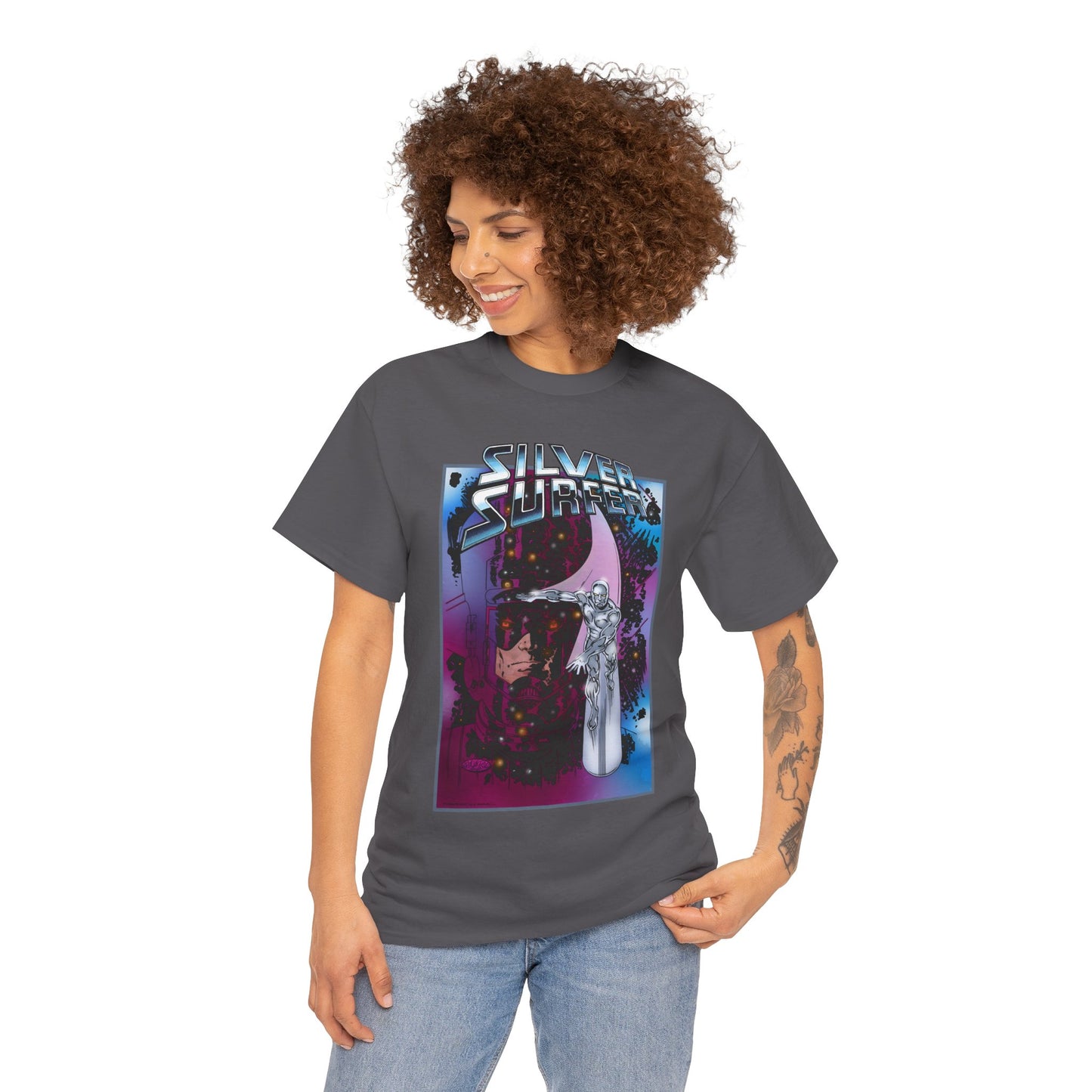 Silver Surfer & Galactus T-Shirt - John Byrne Art - Fantastic Four Connection - Former Herald, Norrin Radd - Marvel Comics