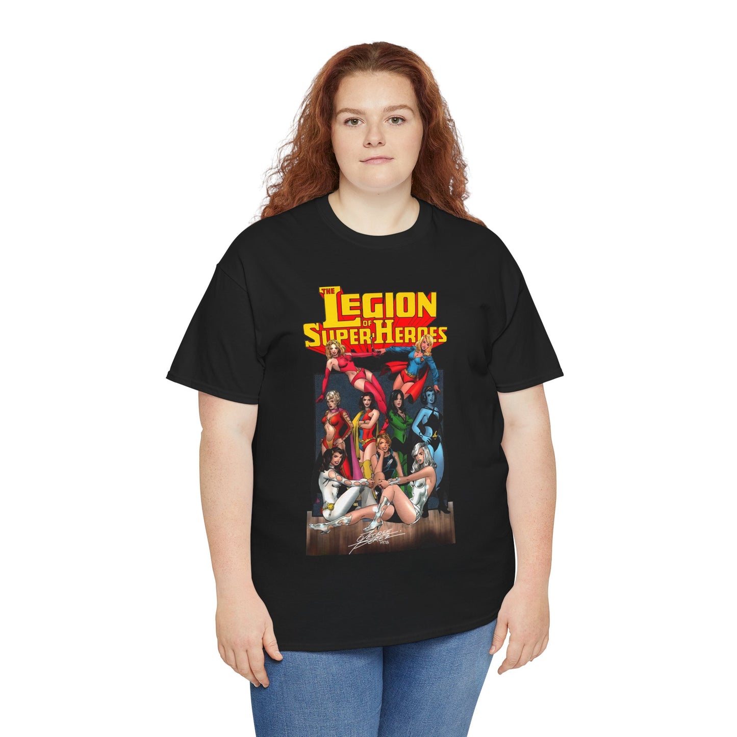 Legion of Super-Heroes T-Shirt - George Perez Art - Saturn Girl, Supergirl, Dream Girl, Shadow Lass, Phantom Girl - The Super Woman of LOSH - DC Comics
