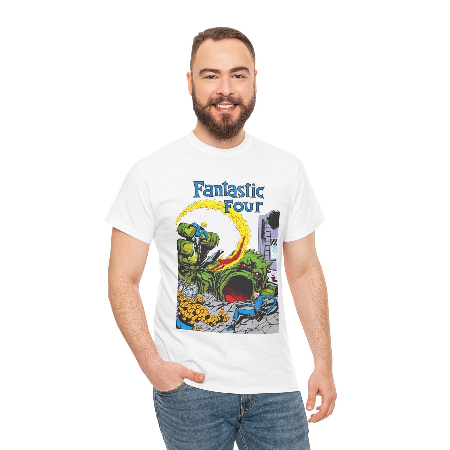 Fantastic Four T-Shirt - John Byrne Art - Cover to Issue #1 - Reed Richards, Invisible Woman, Human Torch, The Thing - Marvel Comics